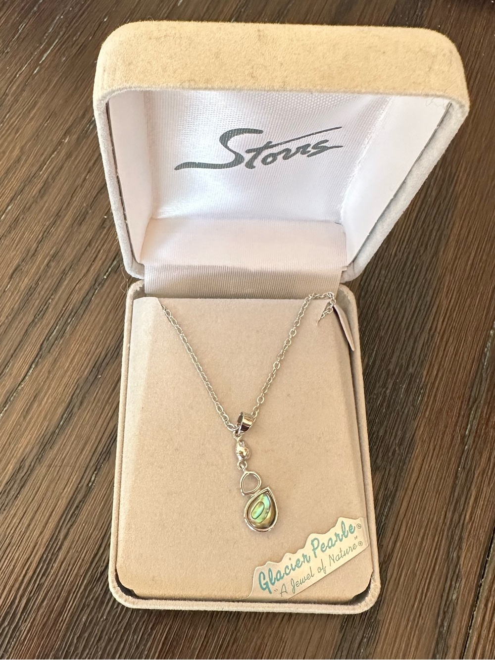 Glacier Pearle teardrop abalone shell pendant necklace